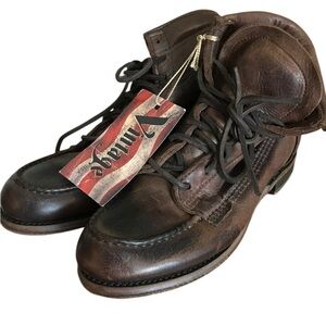 NWT Vintage Shoe Company Free People Vanessa Moc Toe Lace Up Leather Boots SZ  7